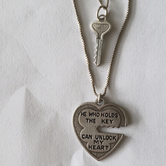 Sterling Heart and Key Set of Necklaces - Picture 2 of 7